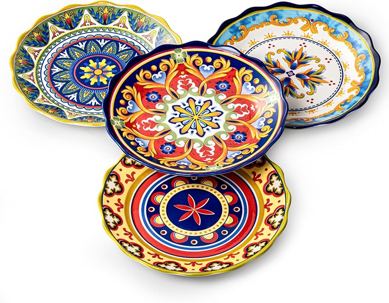 UNICASA Ceramic Dessert Plates Scalloped